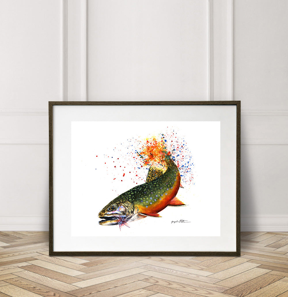 Limited Edition Fine Art Print: Brook Trout on the Fly