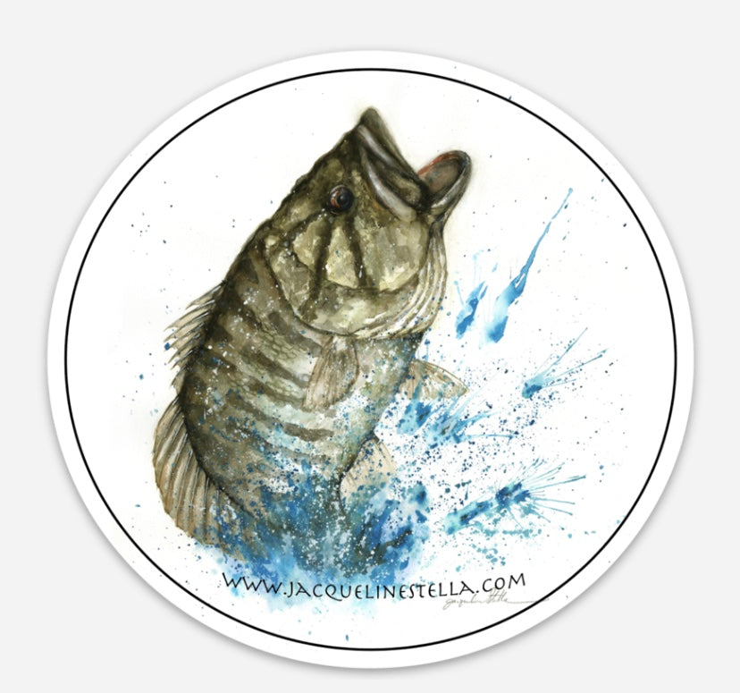 Smallmouth Bass weather proof Round Vinyl decal/Sticker