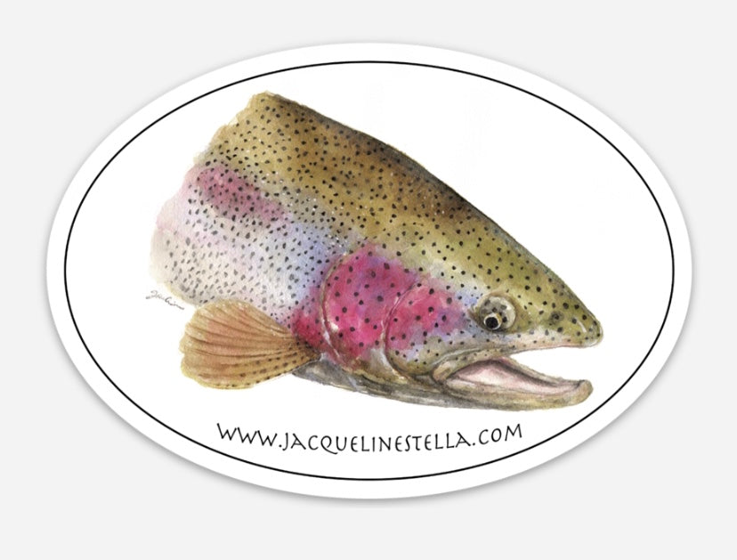 Rainbow Trout weather proof Oval Vinyl decal/Sticker