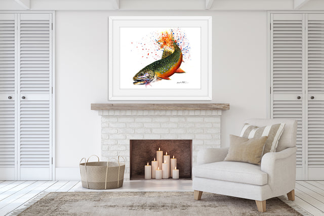 Limited Edition Fine Art Print: Brook Trout on the Fly