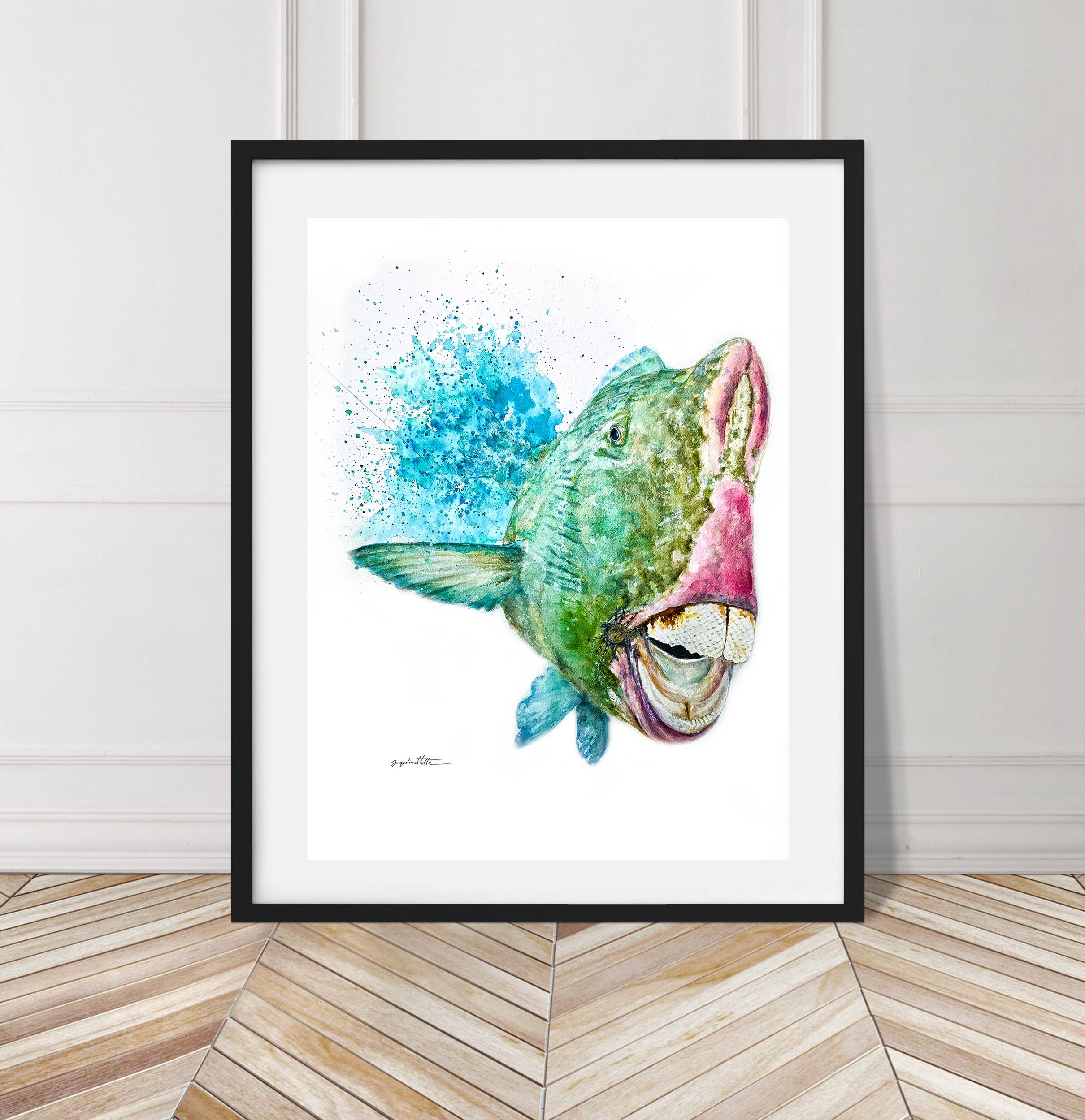 Limited Edition Fine Art Print: Bumped Head Parrotfish on the Fly
