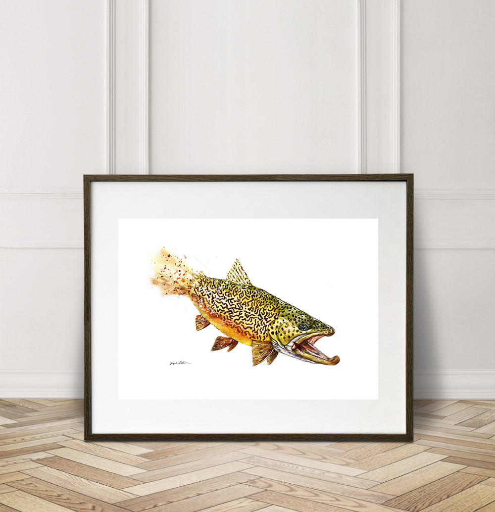 Limited Edition Fine Art Print: &quot;Roar!&quot; Tiger Trout on the Fly